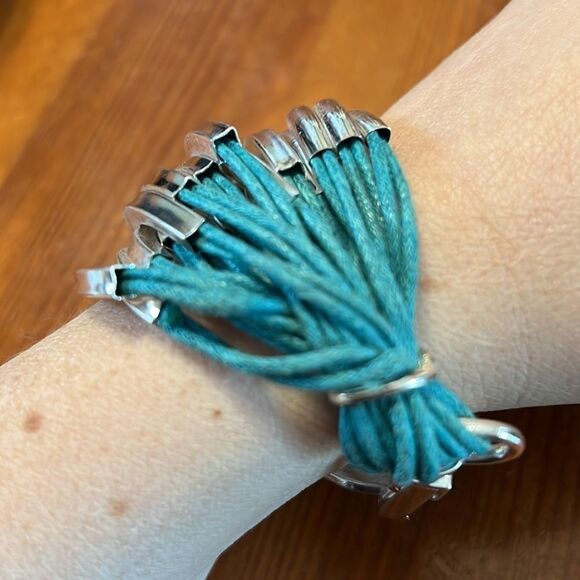 Bundle 3 for $15 Silver-tone Metal Covering Teal Multi-Strand Bracelet - Picture 4 of 10
